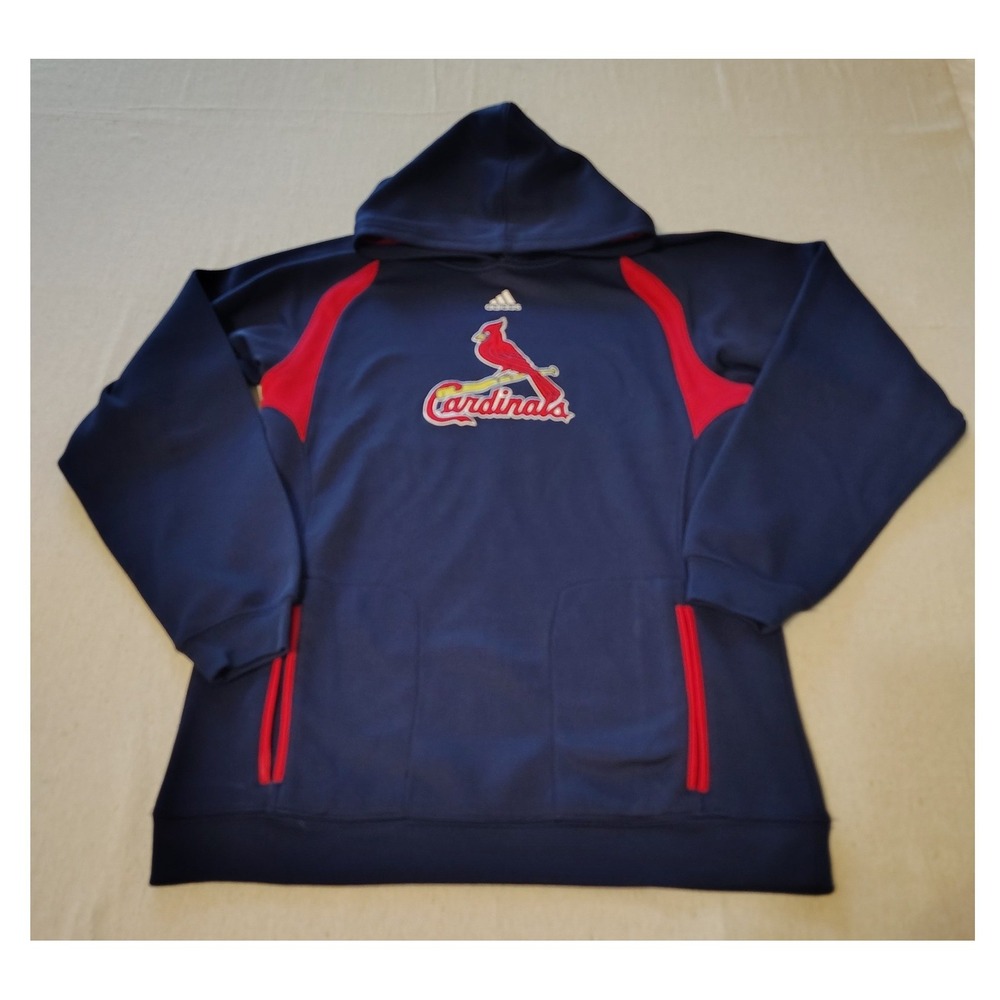 Adidas St Louis Cardinals Mens XL Hoodie Navy Blue Red MLB Performance Pullover